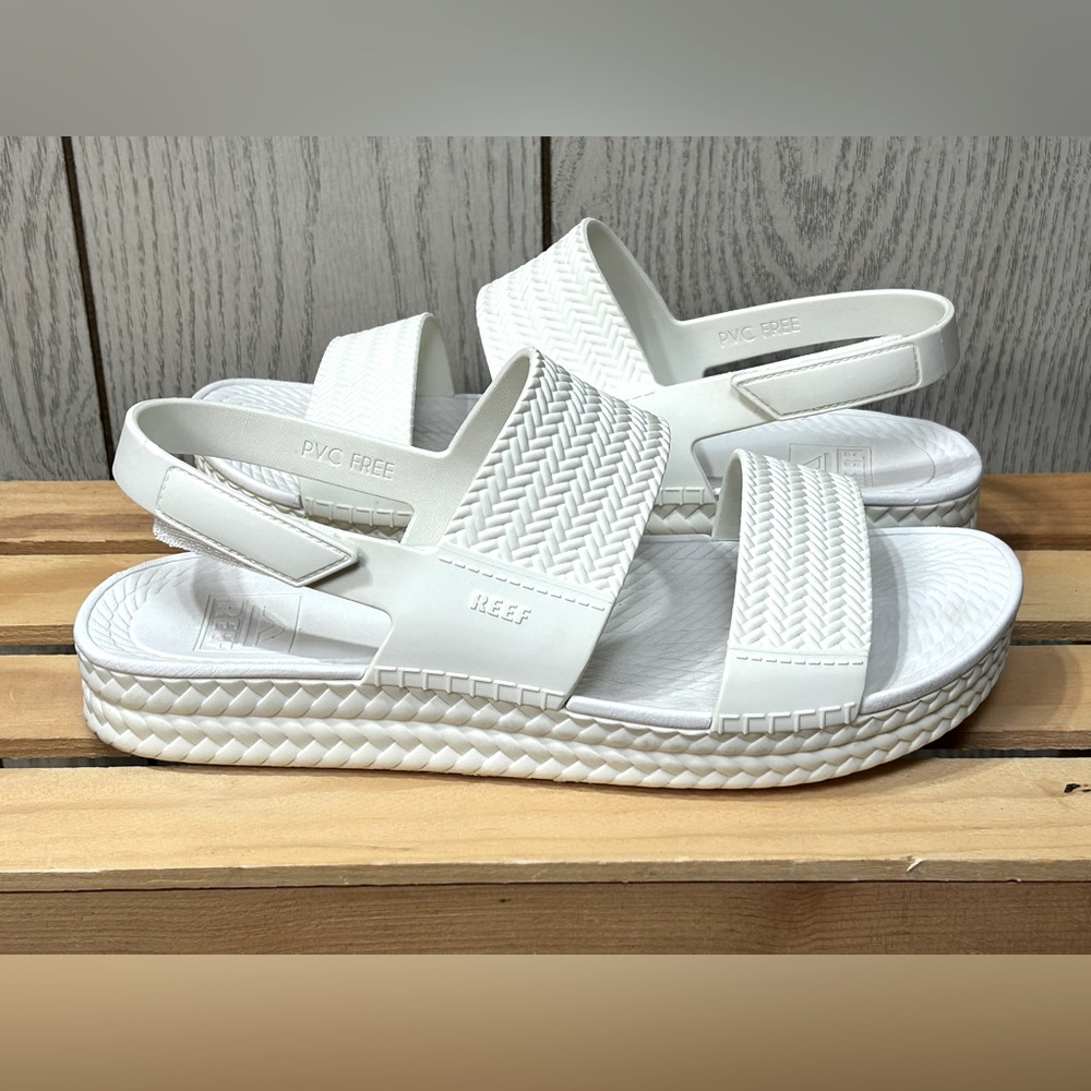 Reef Women's 10 White Water Vista Platform Slingback Sandals 2 Strap Adjustable